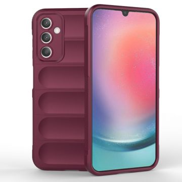 Husa pentru Samsung Galaxy A25 5G, Antisoc, Margini cu Striatii, Design Minimalist, Bordeaux