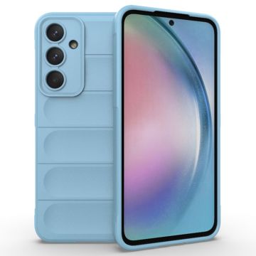 Husa pentru Samsung Galaxy A35 5G, Antisoc, Margini cu Striatii, Design Minimalist, Bleu