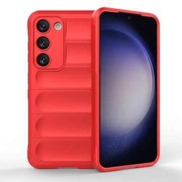 Husa pentru Samsung Galaxy S23, Antisoc, Margini cu Striatii, Design Minimalist, Red