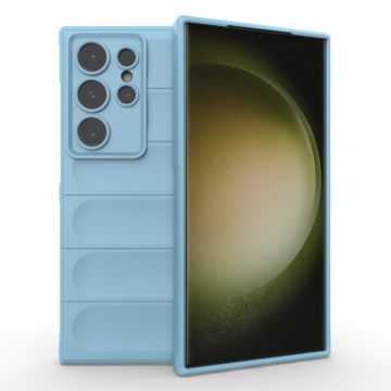 Husa pentru Samsung Galaxy S23 Ultra, Antisoc, Margini cu Striatii, Design Minimalist, Bleu
