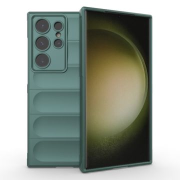 Husa pentru Samsung Galaxy S23 Ultra, Antisoc, Margini cu Striatii, Design Minimalist, Green