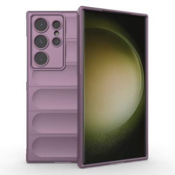 Husa pentru Samsung Galaxy S23 Ultra, Antisoc, Margini cu Striatii, Design Minimalist, Purple
