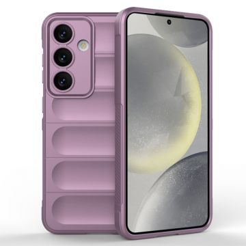 Husa pentru Samsung Galaxy S24, Antisoc, Margini cu Striatii, Design Minimalist, Purple