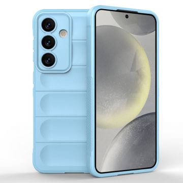 Husa pentru Samsung Galaxy S24 Plus, Antisoc, Margini cu Striatii, Design Minimalist, Bleu