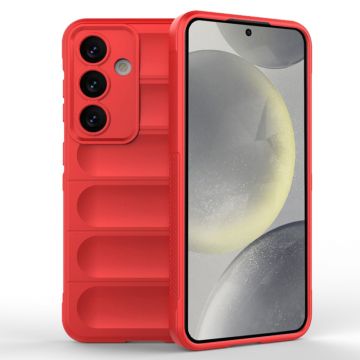 Husa pentru Samsung Galaxy S24 Plus, Antisoc, Margini cu Striatii, Design Minimalist, Red