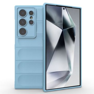 Husa pentru Samsung Galaxy S24 Ultra, Antisoc, Margini cu Striatii, Design Minimalist, Bleu