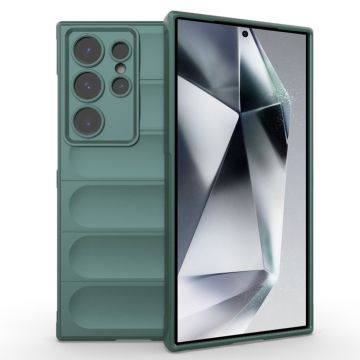 Husa pentru Samsung Galaxy S24 Ultra, Antisoc, Margini cu Striatii, Design Minimalist, Green