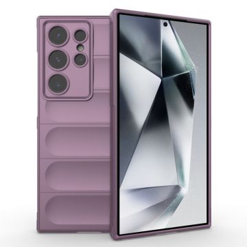 Husa pentru Samsung Galaxy S24 Ultra, Antisoc, Margini cu Striatii, Design Minimalist, Purple