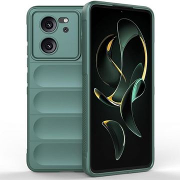 Husa pentru Xiaomi 13T / 13T Pro, Antisoc, Margini cu Striatii, Design Minimalist, Green