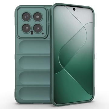 Husa pentru Xiaomi 14, Antisoc, Margini cu Striatii, Design Minimalist, Green