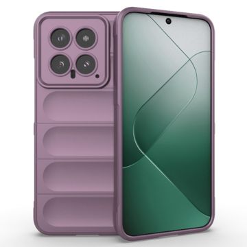 Husa pentru Xiaomi 14, Antisoc, Margini cu Striatii, Design Minimalist, Purple