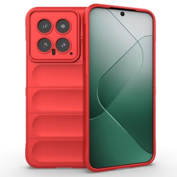 Husa pentru Xiaomi 14, Antisoc, Margini cu Striatii, Design Minimalist, Red