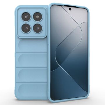 Husa pentru Xiaomi 14 Pro, Antisoc, Margini cu Striatii, Design Minimalist, Bleu