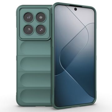 Husa pentru Xiaomi 14 Pro, Antisoc, Margini cu Striatii, Design Minimalist, Green
