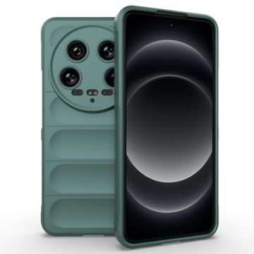 Husa pentru Xiaomi 14 Ultra, Antisoc, Margini cu Striatii, Design Minimalist, Green