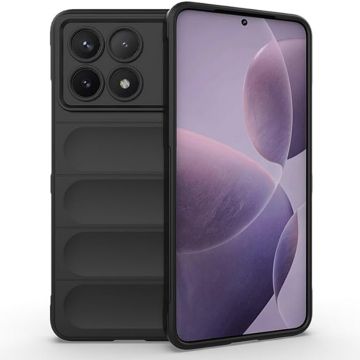 Husa pentru Xiaomi Poco X6 Pro, Antisoc, Margini cu Striatii, Design Minimalist, Black