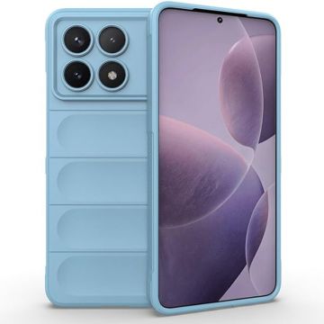 Husa pentru Xiaomi Poco X6 Pro, Antisoc, Margini cu Striatii, Design Minimalist, Bleu