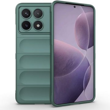 Husa pentru Xiaomi Poco X6 Pro, Antisoc, Margini cu Striatii, Design Minimalist, Green