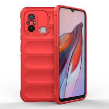 Husa pentru Xiaomi Redmi 12C, Antisoc, Margini cu Striatii, Design Minimalist, Red