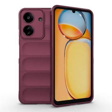 Husa pentru Xiaomi Redmi 13C 4G / Poco C65, Antisoc, Margini cu Striatii, Design Minimalist, Bordeaux