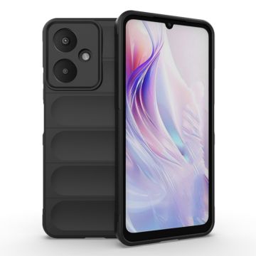 Husa pentru Xiaomi Redmi 13C 5G / Poco M6, Antisoc, Margini cu Striatii, Design Minimalist, Black