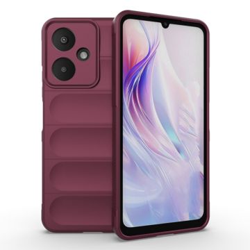 Husa pentru Xiaomi Redmi 13C 5G / Poco M6, Antisoc, Margini cu Striatii, Design Minimalist, Bordeaux