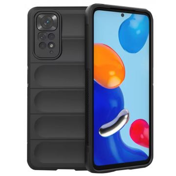 Husa pentru Xiaomi Redmi Note 11 / Note 11S, Antisoc, Margini cu Striatii, Design Minimalist, Black