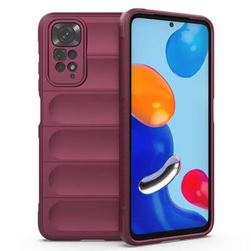 Husa pentru Xiaomi Redmi Note 11 / Note 11S, Antisoc, Margini cu Striatii, Design Minimalist, Bordeaux