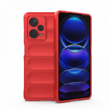 Husa pentru Xiaomi Redmi Note 12 Pro 5G, Antisoc, Margini cu Striatii, Design Minimalist, Red