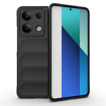 Husa pentru Xiaomi Redmi Note 13 4G, Antisoc, Margini cu Striatii, Design Minimalist, Black