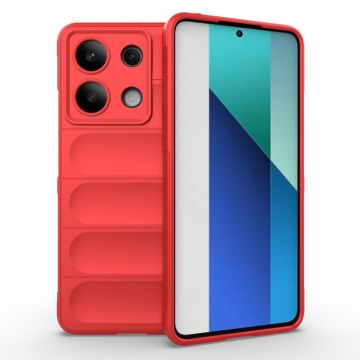 Husa pentru Xiaomi Redmi Note 13 5G, Antisoc, Margini cu Striatii, Design Minimalist, Red