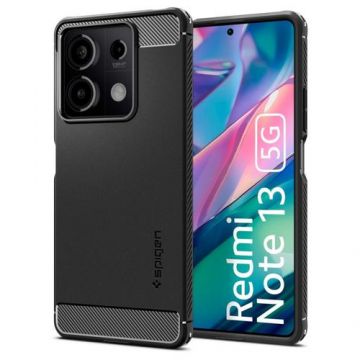 Husa pentru Xiaomi Redmi Note 13 5G, Spigen, Rugged Armor, Neagra