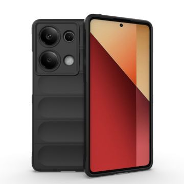 Husa pentru Xiaomi Redmi Note 13 Pro 4G / Poco M6 Pro 4G, Antisoc, Margini cu Striatii, Design Minimalist, Black