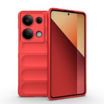 Husa pentru Xiaomi Redmi Note 13 Pro 4G / Poco M6 Pro 4G, Antisoc, Margini cu Striatii, Design Minimalist, Red