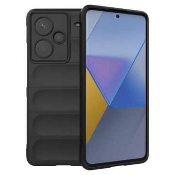 Husa pentru Xiaomi Redmi Note 13 Pro Plus 5G, Antisoc, Margini cu Striatii, Design Minimalist, Black