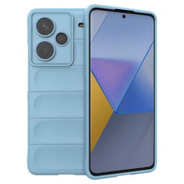 Husa pentru Xiaomi Redmi Note 13 Pro Plus 5G, Antisoc, Margini cu Striatii, Design Minimalist, Bleu