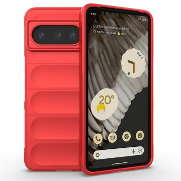 Husa pentru Google Pixel 8 Pro, Antisoc, Margini cu Striatii, Design Minimalist, Red