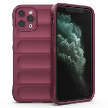 Husa pentru iPhone 11 Pro, Antisoc, Margini cu Striatii, Design Minimalist, Bordeaux