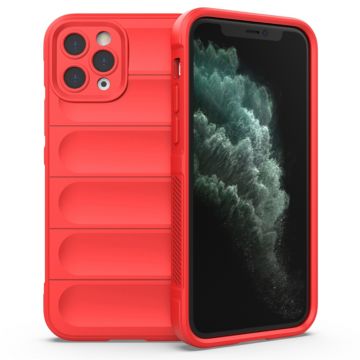 Husa pentru iPhone 11 Pro, Antisoc, Margini cu Striatii, Design Minimalist, Red