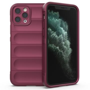 Husa pentru iPhone 11 Pro Max, Antisoc, Margini cu Striatii, Design Minimalist, Bordeaux