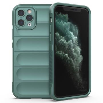 Husa pentru iPhone 11 Pro Max, Antisoc, Margini cu Striatii, Design Minimalist, Green