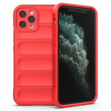 Husa pentru iPhone 11 Pro Max, Antisoc, Margini cu Striatii, Design Minimalist, Red