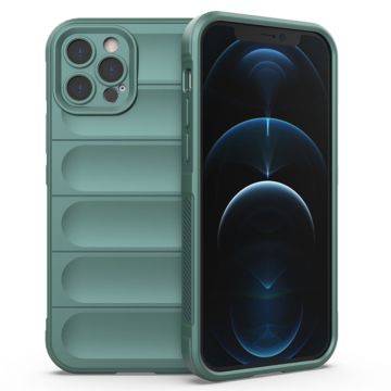 Husa pentru iPhone 12 Pro, Antisoc, Margini cu Striatii, Design Minimalist, Green