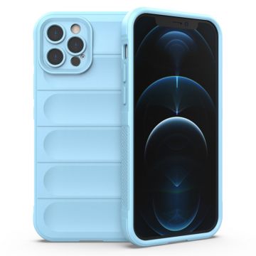 Husa pentru iPhone 12 Pro Max, Antisoc, Margini cu Striatii, Design Minimalist, Bleu