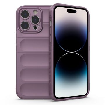 Husa pentru iPhone 14 Pro, Antisoc, Margini cu Striatii, Design Minimalist, Purple