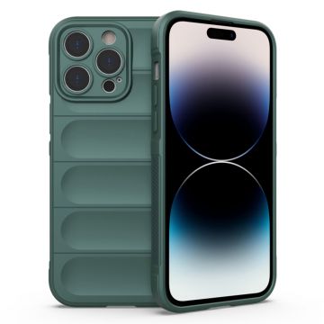 Husa pentru iPhone 14 Pro Max, Antisoc, Margini cu Striatii, Design Minimalist, Green