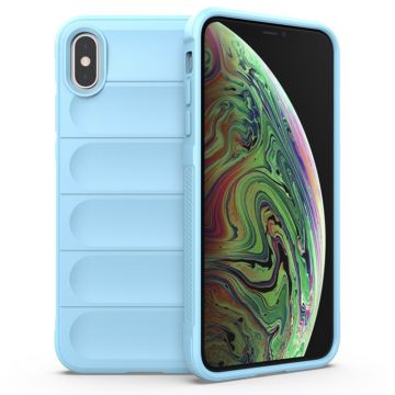 Husa pentru iPhone XS Max, Antisoc, Margini cu Striatii, Design Minimalist, Bleu