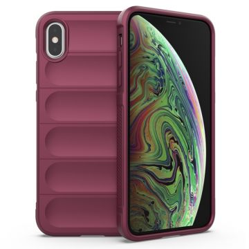 Husa pentru iPhone XS Max, Antisoc, Margini cu Striatii, Design Minimalist, Bordeaux