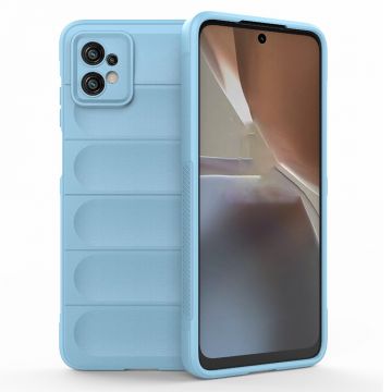 Husa pentru Motorola Moto G32, Antisoc, Margini cu Striatii, Design Minimalist, Bleu