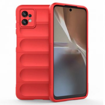 Husa pentru Motorola Moto G32, Antisoc, Margini cu Striatii, Design Minimalist, Red